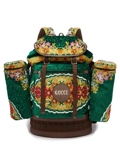 Gucci Alpina Floral-velvet Backpack In Green Multi