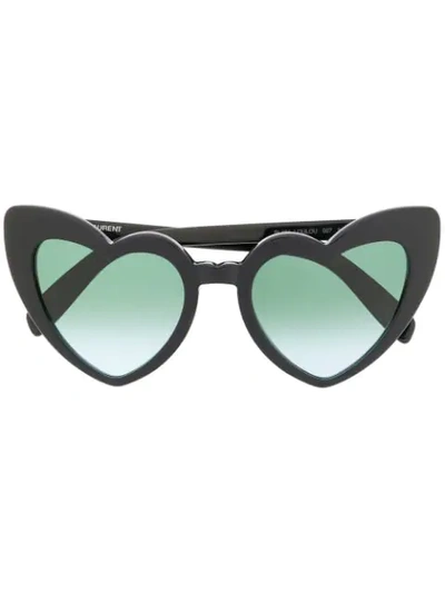 Saint Laurent Lou Lou Heart Shaped Black Sunglasses In Black