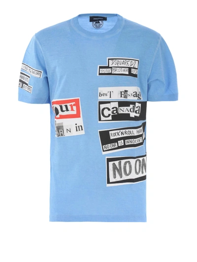Dsquared2 Faded Light Blue Printed T-shirt
