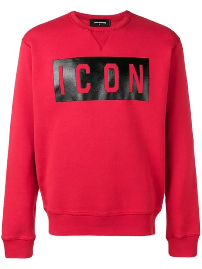 Dsquared2 Icon Rubberized Print Red Sweatshirt
