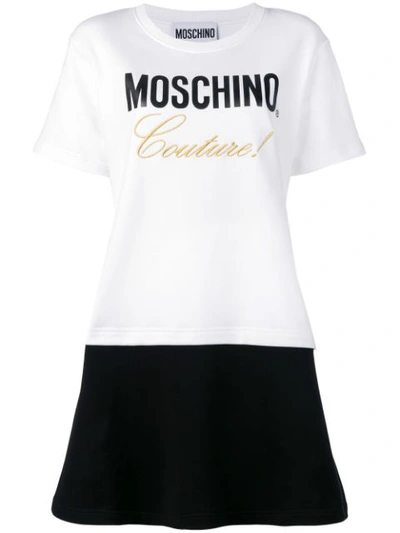 Moschino Embroidered Layered T-shirt Dress In Grey,black