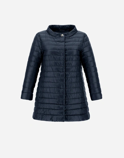 Herno Ultralight Rossella Long Puffer Jacket In Dark Blue