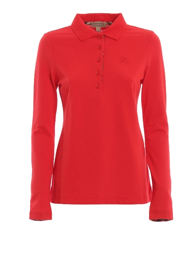 Burberry Zulia Red Long Sleeve Polo Shirt