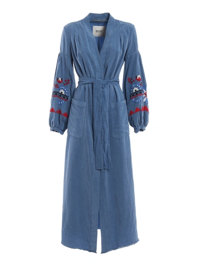 Bazar Deluxe Embroidered Belted Shirt Dress In Light Wash