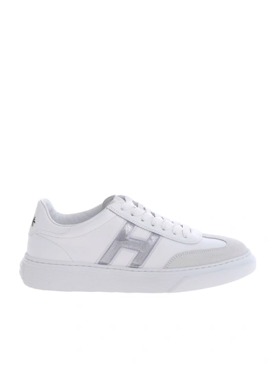 Hogan H365 Sneakers In White With Silver Logo