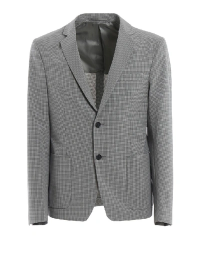 Prada Micro Check Tech Unlined Blazer In Grey