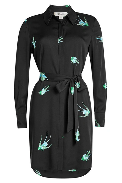 Diane Von Furstenberg Printed Wrap Dress With Silk In Black