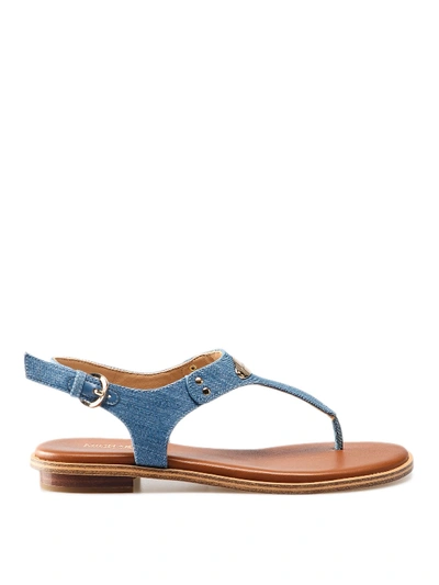 Michael Kors Alice Denim Thong Sandals In Light Blue | ModeSens