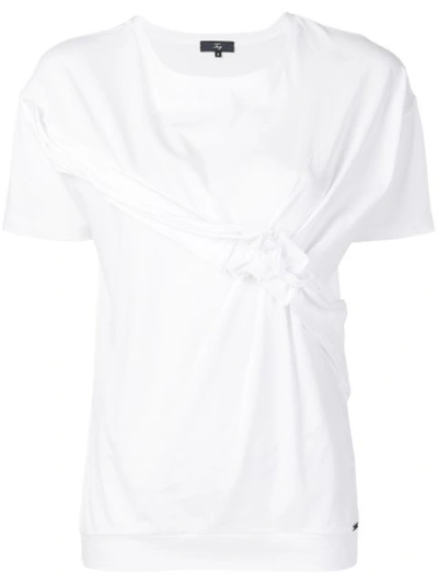 Fay Ruffle Cotton T-shirt In White
