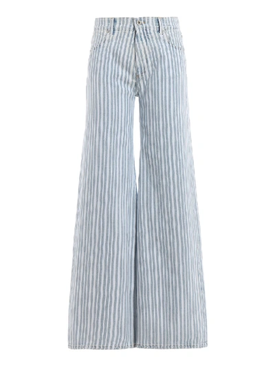 Off-white Striped Denim Flared Jeans In White