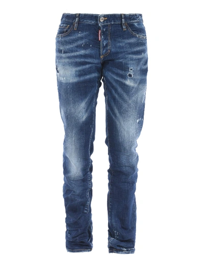 Dsquared2 Slim Jeans With Rear Logo Patch In Dark Wash