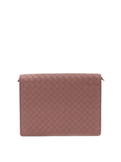 Bottega Veneta Intrecciato Leather Chain Wallet In Pink