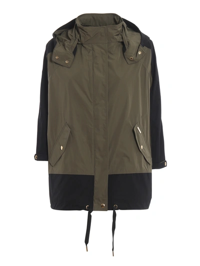 Woolrich Beaver Army Green And Black Anorak In Dark Green