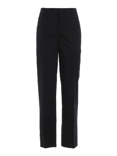 Burberry Contrasting Quote Detail Cotton Trousers In Black