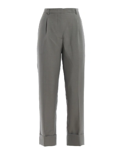 Prada Mohair And Wool Blend Trousers With Turn-ups In Grey