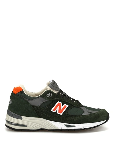 New Balance Suede And Tech Fabric 991 Running Shoes In Dark Green