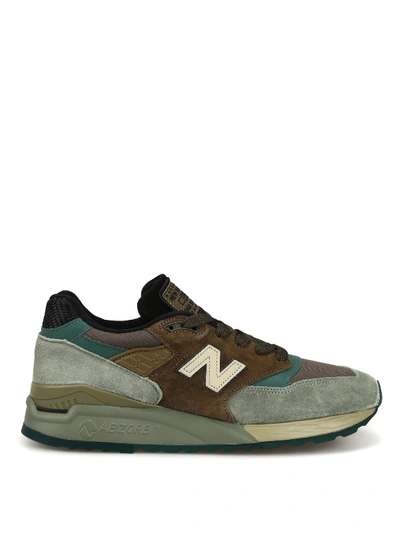 New Balance Suede And Tech Fabric 998 Running Shoes In Green