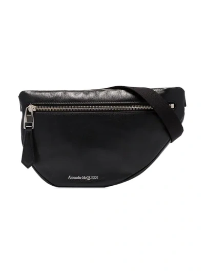 Alexander Mcqueen Compact Leather Bum Bag - Black