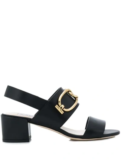 Tod's T-ring Sling Back Sandals In Black