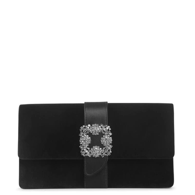 Manolo Blahnik Capri Black Velvet Clutch