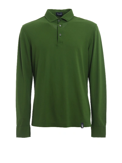 Drumohr Long Sleeve Bright Green Jersey Polo Shirt