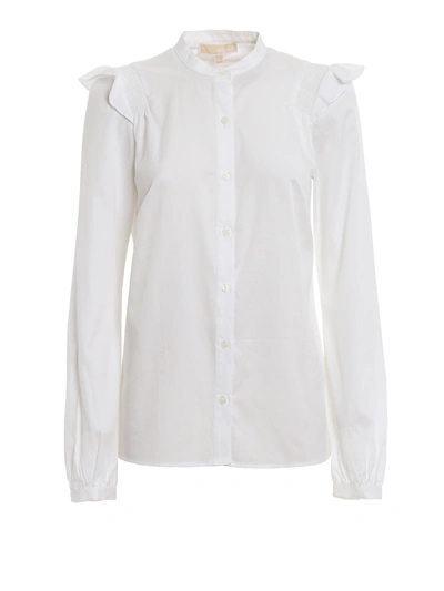 Michael Kors Ruffle Cotton Shirt In White