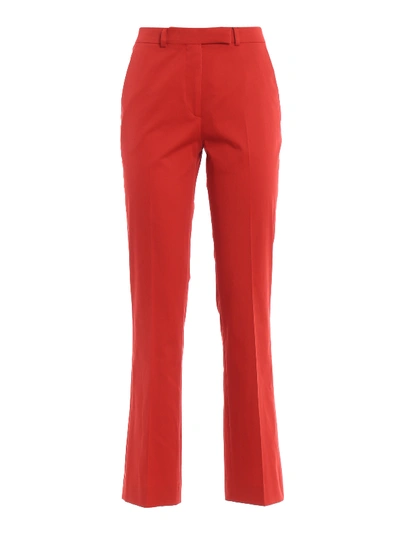 Etro Red Stretch Cotton Cropped Trousers