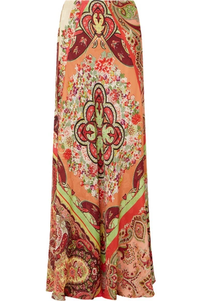 Etro Paisley Pattern Silk Blend Long Skirt In Multicolour