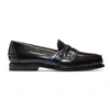 Prada Black & Blue Leather Logo Loafers