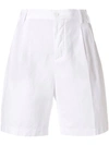 Aspesi Optical White Cotton And Linen Short Pants