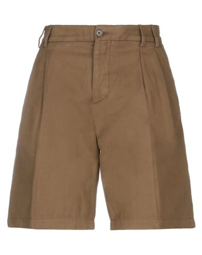 Aspesi Burnt Umber Cotton And Linen Short Pants In Brown