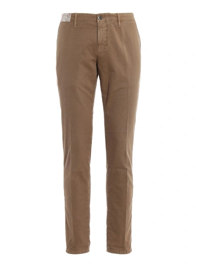 Incotex Pattern 15 Micro Patterned Cotton Trousers In Brown