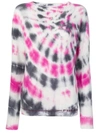 Prada Tie-dyed Wool And Cashmere-blend Sweater In Grey,white,fuchsia