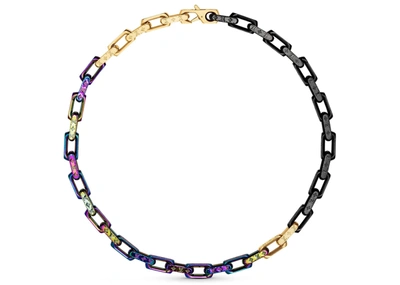 Pre-owned Louis Vuitton Chain Necklace Engraved Monogram Colors Black/gold/multicolor