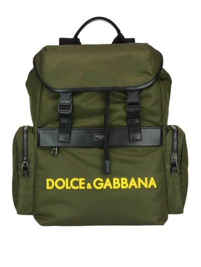 Dolce & Gabbana Logo Army Green Tech Fabric Backpack