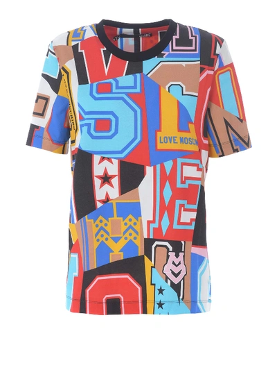 Love Moschino Patchwork Effect Cotton T-shirt In Multicolour