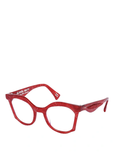 Platoy Recty Acetate Glasses In Red