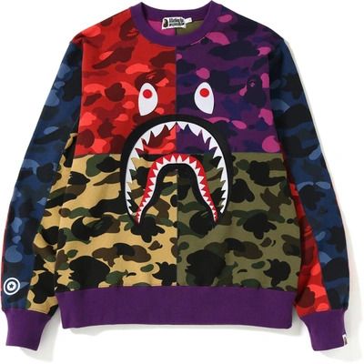 Pre-owned Bape  Mix Camo Shark Crazy Sweatshirt Multi