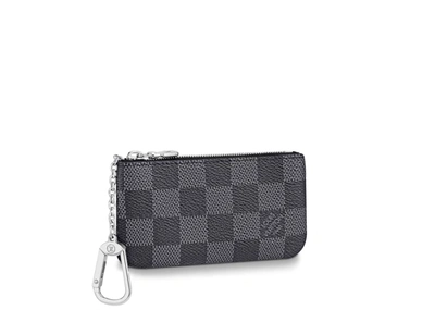 Pre-owned Louis Vuitton Pochette Cle Key Pouch Damier Graphite Black/gray