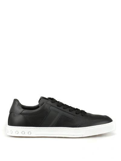 Tod's Leather Low Top Urban Sporty Sneakers In Black