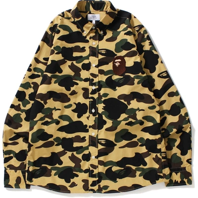 Pre-owned Bape  1st Camo Large Ape Head Bd Shirt Shirt Yellow