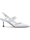 Prada Two-tone Leather Slingbacks In White