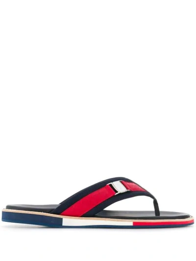 Baldinini Tricolour Leather Flip Flops In Blue