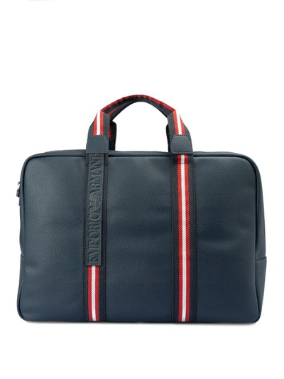 Emporio Armani Blue Faux Leather Travel Bag