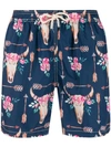 Mc2 Saint Barth Lighting Headhorse Print Swim Shorts In Blue