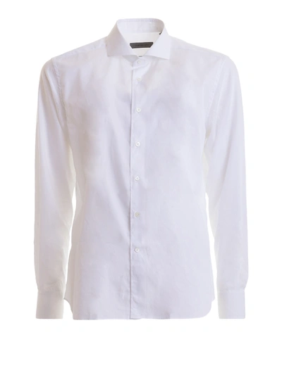 Corneliani White Cotton Poplin Shirt