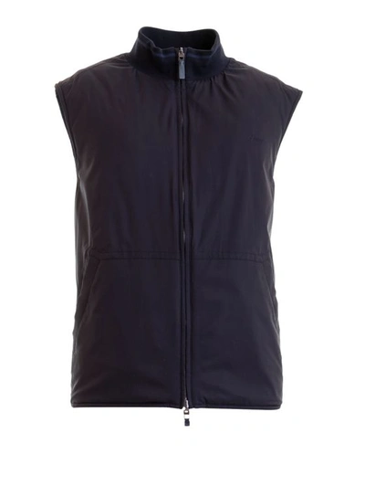 Brioni Water Repellent Reversible Vest In Dark Blue