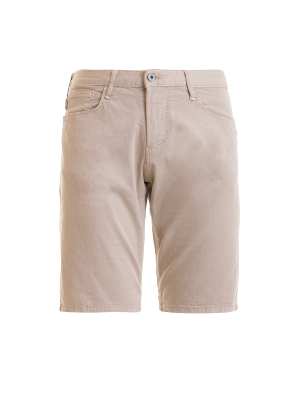 Beige Cotton Jeans Style Short Pants 
