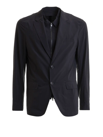 Emporio Armani Dark Blue Nylon Blazer Jacket