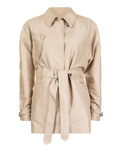 Fay Beige Tech Fabric Short Trench Coat In Neutrals